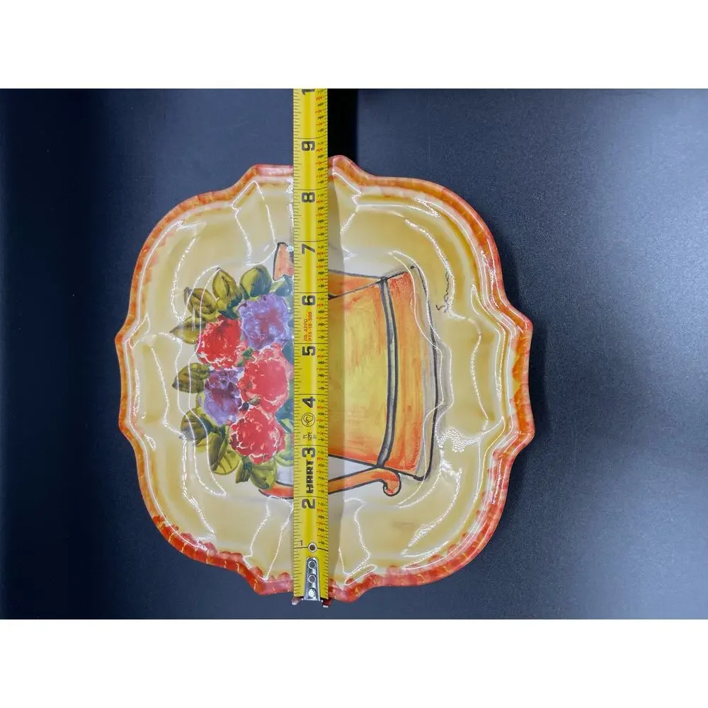 Vintage Italica ARS Pottery Set of 2 Salad Plates Hand Painted Flowers Italy